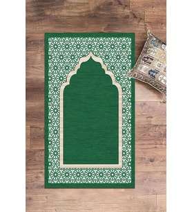 EVDEYA Dijital Baskılı Yıkanabilir Hediyelik Şık Namazlık Seccade 70x130 cm, SECCADE-17-GRİ, (Yeşil)
