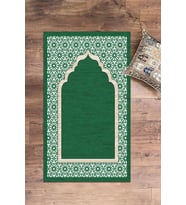 EVDEYA Dijital Baskılı Yıkanabilir Hediyelik Şık Namazlık Seccade 70x130 cm, SECCADE-17-GRİ, (Yeşil)
