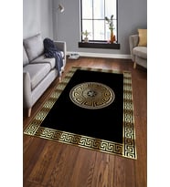 Dijital Baskılı Kaymaz Taban Yıkanabilir Klasik Şık Salon Halısı Mutfak Halısı Yolluk ND-HK-21 (Gold)