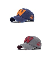 Şapka Eskitme Bordo Siyah 2'li Şapka, Cap Şapka, Erkek Kadın Şapka, W Şapka, W Snapback Takım ikili.009 (Lacivert-Gri)