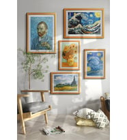 Van Gogh Tablo Sanatsal Ünlü Ressam Çerçeveli Çoklu Tablo Modern Çerçeveler Ev Dekoru ÖZC-450 (Natural)