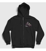 Presmono Unisex Gri Geep Gorillaz Fermuarlı Kapüşonlu Sweatshirt 402697tt (Siyah)