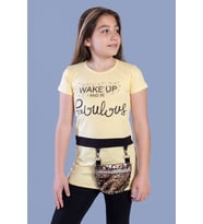 Toontoy  Kız Çocuk T-Shirt Önü Çantalı (Sarı)
