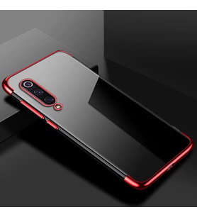 Xiaomi Mi 9 Lite Kılf Zore Dört Köşeli Lazer Silikon Kılıf (Kırmızı)