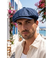 Yazlık Keten Peaky Blinders 8 Parçalı Erkek Kasket Şapka cp237 (Lacivert)