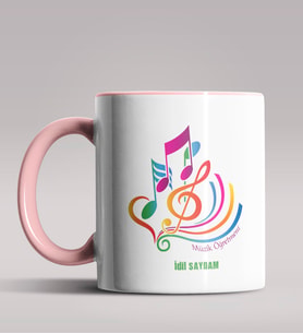 Kişiye Özel Müzik Öğretmeni Tasarımlı Siyah Renk Kupa Bardak 4 (Pembe)