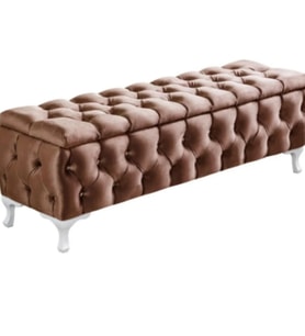 Lüks Sandıklı Chester Puf Bench Ayakucu Koltuk 120 cm (Kahverengi)
