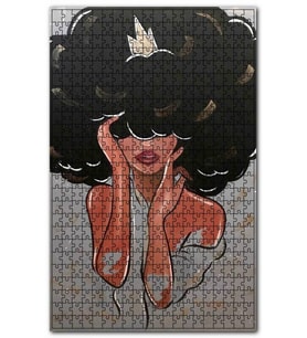 Cakapuzzle Kabarık Saçlı Siyahi Kadın Karikatürize Puzzle Yapboz MDF (Ahşap) (1000 Parça)