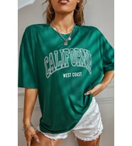 Unisex California West Coast Baskılı Tasarım Tshirt (Yeşil)