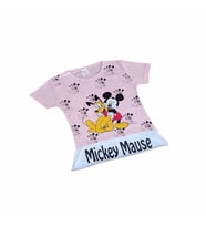 Kız Çocuk Bisiklet Yaka Kısa Kollu Şık Görünümlü T_Shirt (Pembe)