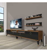 Decoraktiv Eko 200R Mdf Gold Tv Ünitesi Tv Sehpası (Siyah - Ceviz)