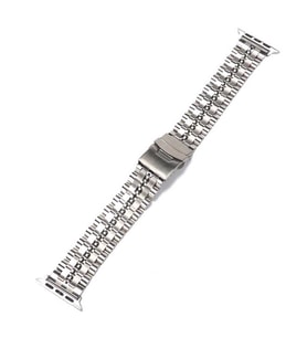 Apple Watch 42mm Kordon Şeritli Bakla Metal Kordon 54 (Gümüş)