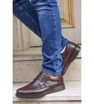 FAST STEP Hakiki Deri Ortopedik Erkek Casual Ayakkabı 815MA1302 (KAHVE)