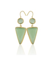 Kadir Jewellery 22 Ayar Altın Kaplama Kadın Sallantılı Küpe -El İşçiliği Ve Hipoalerjenik Küpe (Açık Yeşil)