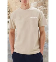 Unisex Brooklyn Baskılı T-shirt (Bej)