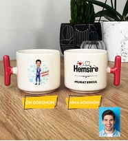 Kişiye Özel Karikatürlü Hemşire Hediye T Kupa Bardak Erkek Hemşireye Tıp Bayramı Hediyesi (Pembe)