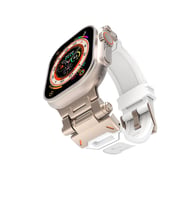 Watch 7 45mm KRD-108 Metal Başlıklı Silikon Kordon (Beyaz)