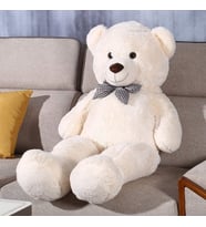 90 cm Papyonlu Peluş Ayıcık - Premium Pelüş Ayı (Beyaz)
