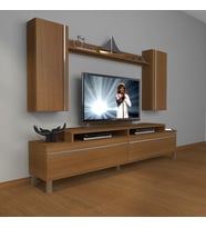 Decoraktiv Ekoflex 7 Mdf Krom Ayaklı Tv Ünitesi Tv Sehpası (Ceviz)