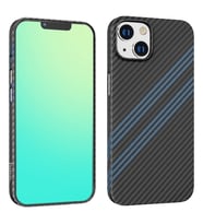 Hoco iPhone 14 6.1 Kılıf Kevlar Texture Darbe Emici Telefon Kılıfı (Siyah-Mavi)