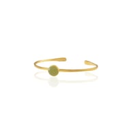 Kadir Jewellery Zirkon Taşlı Ayarlanabilir 22 Ayar Altın Kaplama Bilezik (Zeytin Yeşili)