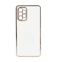 Samsung Galaxy A72 Kılıf Kenarları Gold Kamera Korumalı Renkli Pastel Silikon Açık Yeşil BARK (Beyaz)