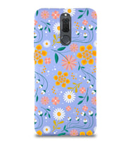 Huawei Mate 10 Lite Uyumlu Lansman Kılıf Çiçek Tasarımlı İçi Kadife  Kapak (Lila)