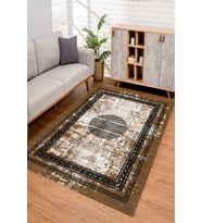 Dijital Kaymaz Taban Yıkanabilir Renkli Salon Halısı Mutfak Halısı Yolluk ND-SD-1081 (Kahverengi)