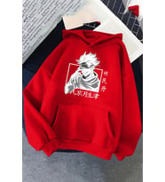 Unisex Jujutsu Kaisen Baskılı Sweatshirt (A.Kırmızı)