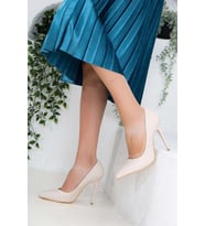 Nish Exclusive 4292 Kadın Hakiki Deri Klasik Stiletto (Bej)