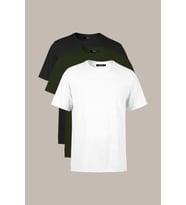 COMEOR Erkek Çok Renkli T- Shirt Regular Fit Rahat Kesim Bisiklet Yaka 3'lü Basic Tişört Paketi (Haki)
