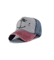 Şapka Unisex Çapalı Denizci Şapka Beyzbol Eskitme Şapka Cap Kep Mevsimlik Şapka mrtm.yn.001 (Bordo-Mavi)