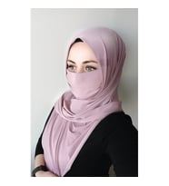 Kadın Maskeli Hazır Geçmeli Şal (Lila)