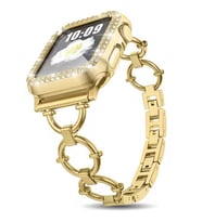 Apple Watch 38mm KRD-56 Halka Tasarım Metal Kordon (Gold)