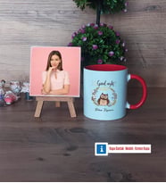 Baykuş Fotoğraflı Dekoratif Taş, Kupa Bardak Beyaz Hediye (Model 2)