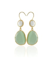 Kadir Jewellery 22 Ayar Altın Kaplama Kadın Sallantılı Küpe -El İşçiliği Ve Hipoalerjenik Küpe (Açık Yeşil)