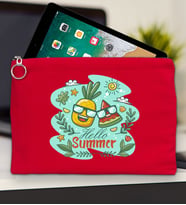 BK Gİft Yaz Temalı-1 Tablet Çantası 30x21cm(12 Renk Seçeneği), Ipad Çantası, Baskılı Tablet Kılıfı (Kırmızı)