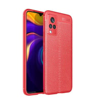 Vivo V21 Kılıf Deri Tarzı Niss Silikon Case (Kırmızı)