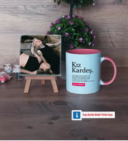 Kız Kardeş Fotoğraflı Dekoratif Taş, Kupa Bardak Beyaz Hediye (Model 6)