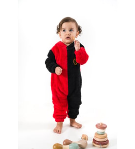Welsoft Peluş Unisex Fermuarlı Kışlık Bebek Uyku Tulumu Bebek Tulumu Çocuk Tulumu Çocuk Kostümü (Kırmızı)