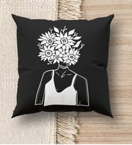 BK Gift Modern Art Tasarımlı Premium Kumaş Siyah Kırlent Yastık, Ev Hediyesi, Ev Dekorasyonu, Dekoratif Hediye (Model 7)