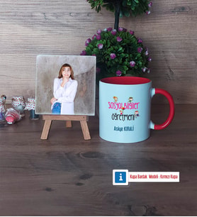 Sosyal Bilgiler Öğretmeni Fotoğraflı Dekoratif Taş, Kupa Bardak Beyaz Hediye (Model 2)