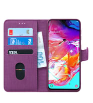 Microsonic Samsung Galaxy A70 Kılıf Fabric Book Wallet (Mor)