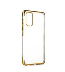 Realme C15 Kılıf İnce Köşeleri Renkli Şeffaf Silikon (Gold)
