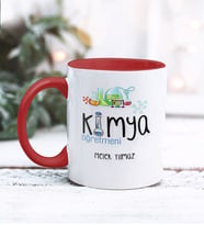 Kimya Öğretmeni Tasarımlı Kişiye Özel Kupa Bardak (Kırmızı)