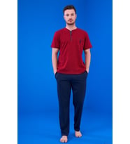 Pjs Premium Erkek %100 Pamuklu Rahat Kesim Kısa Kollu Şortlu 3'lü Pijama Takım