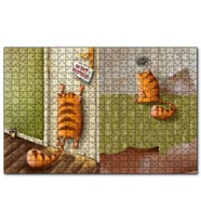 Cakapuzzle Yaramaz Kedi Rahatsız Etmeyin Yazılı  Puzzle Yapboz MDF (Ahşap) (255 Parça)