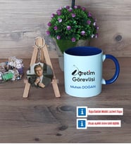 Öğretim Görevlisi Kupa Bardak Beyaz ve Fotoğraflı Ahşap Anahtarlık Hediye Öğretmenler Günü Hediyesi (Model 3)