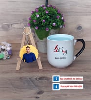Patolog Kupa Bardak Beyaz ve Fotoğraflı Ahşap Anahtarlık Hediye (Model 10)