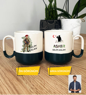 Kişiye Özel Karikatürlü Asker Pro Kupa Bardak Askere Hediye Asker Sevgiliye Hediye (Siyah)